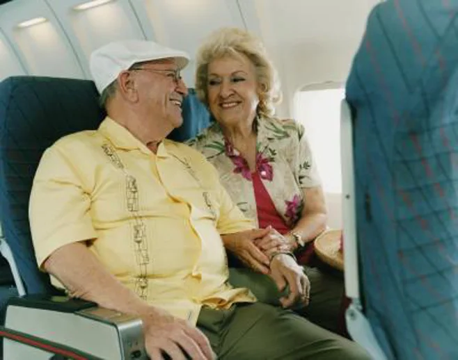 Senior couple on plane Senior couple on plane